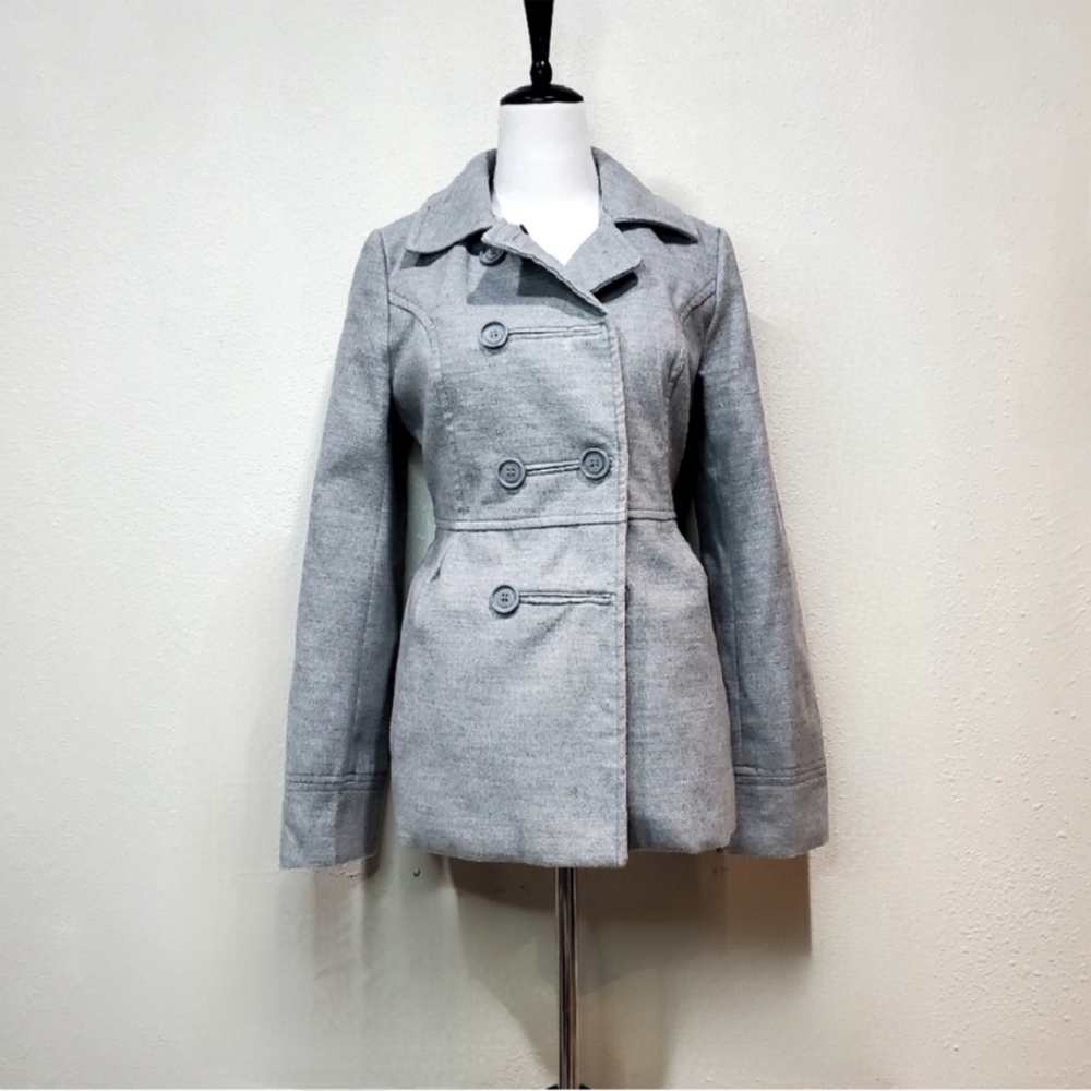 Tally Weijl Gray Double-Breasted Pea Coat with Wide Lapel Size M - 40